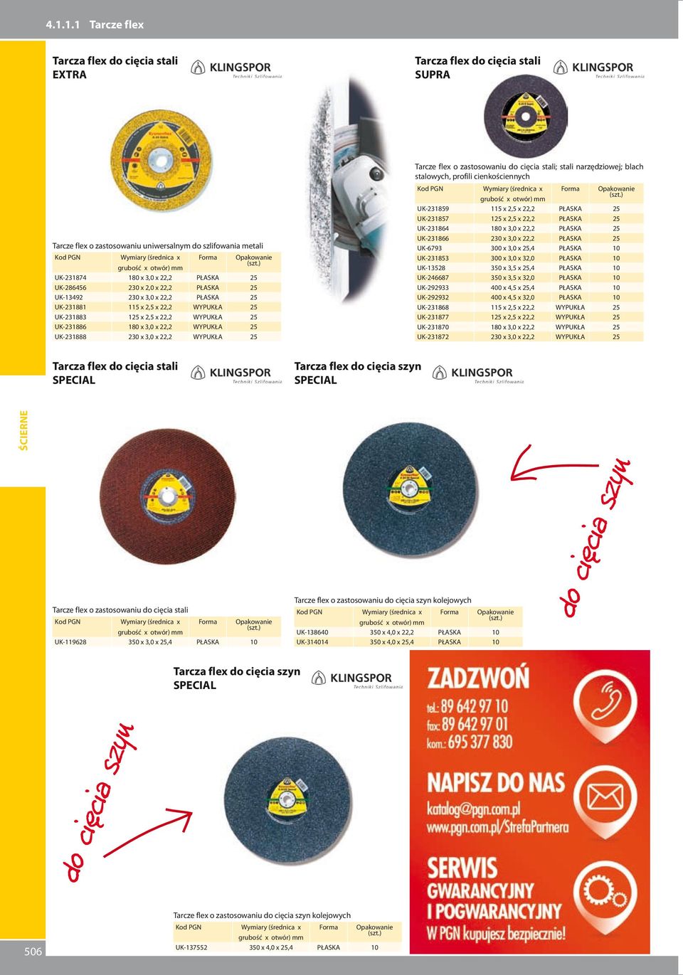 22,2 WYPUKŁA 25 Tarcze flex o zastosowaniu do cięcia stali; stali narzędziowej; blach stalowych, profili cienkościennych UK-231859 115 x 2,5 x 22,2 PŁASKA 25 UK-231857 125 x 2,5 x 22,2 PŁASKA 25