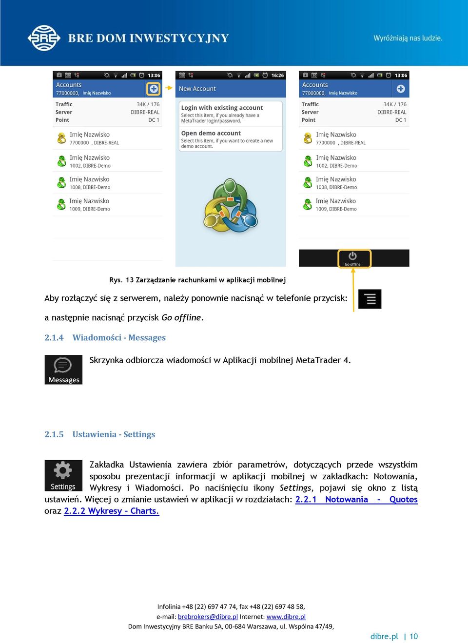 4 Wiadomości - Messages Skrzynka odbiorcza wiadomości w Aplikacji mobilnej MetaTrader 4. 2.1.