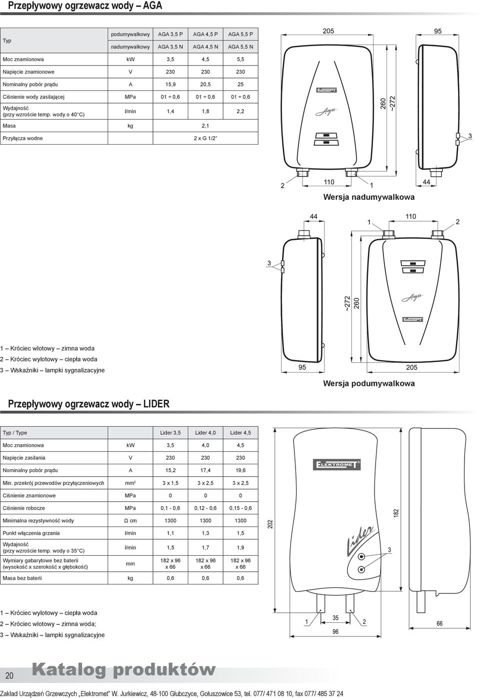 wody o 40 C) l/min 1,4 1,8 2,2 Masa kg 2,1 Przyłącza wodne 2 x G 1/2 Wersja nadumywalkowa 1 Króciec wlotowy zimna woda 2 Króciec wylotowy ciepła woda 3 Wskaźniki lampki sygnalizacyjne Wersja
