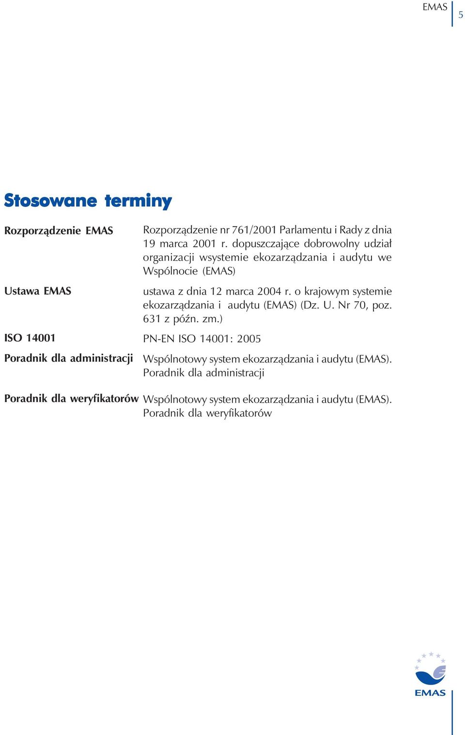 dopuszczające dobrowolny udział organizacji wsystemie ekozarządzania i audytu we Wspólnocie () ustawa z dnia 12 marca 2004 r.