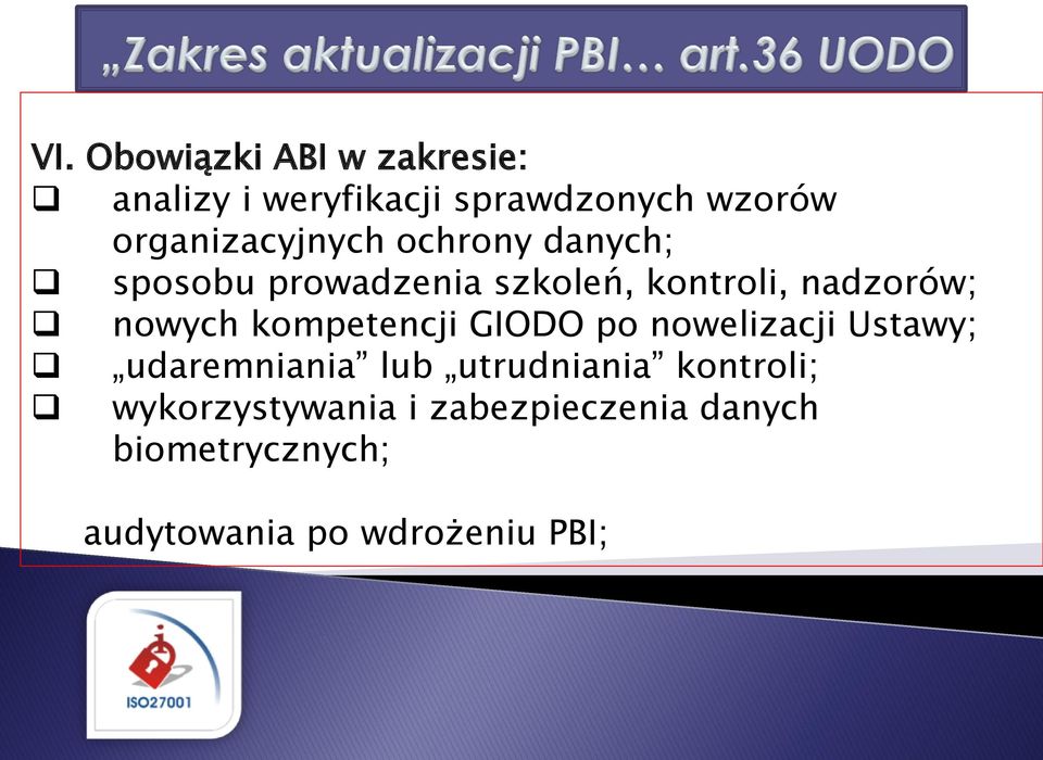 nowych kompetencji GIODO po nowelizacji Ustawy; udaremniania lub utrudniania