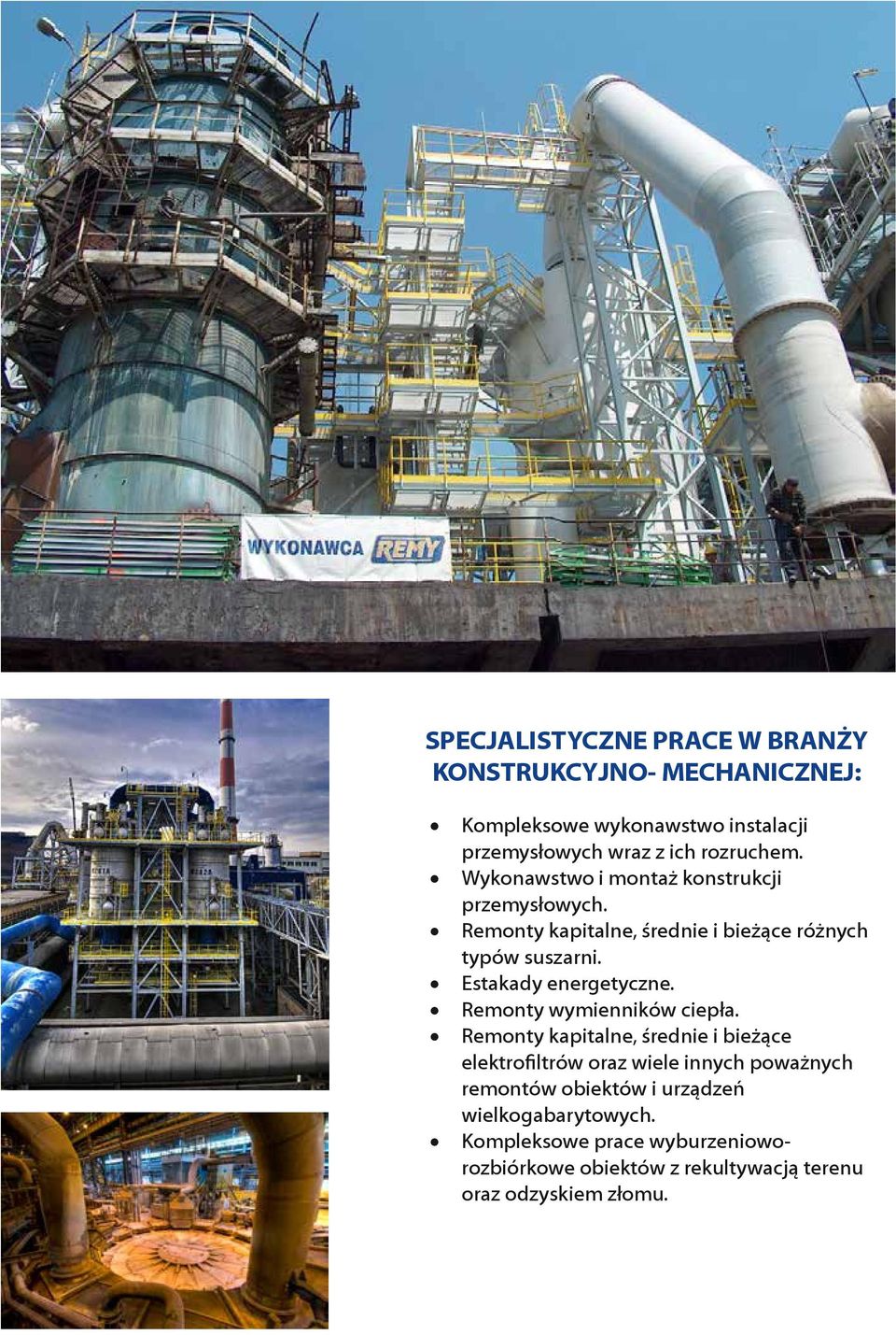 Estakady energetyczne. Remonty wymienników ciepła.