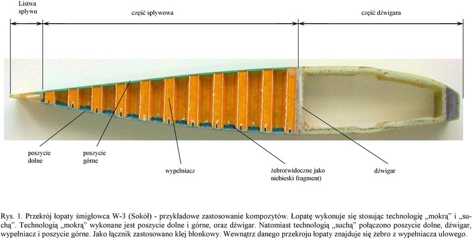 Technologią mokrą wykonane jest poszycie dolne i górne, oraz dźwigar.