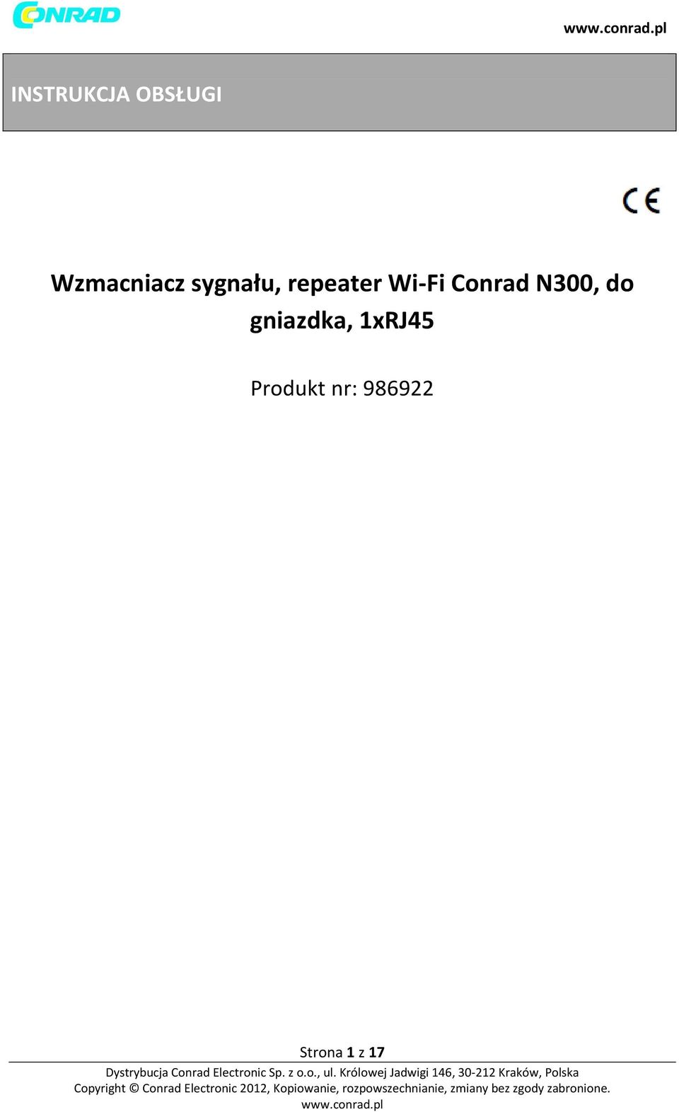 Conrad N300, do gniazdka,