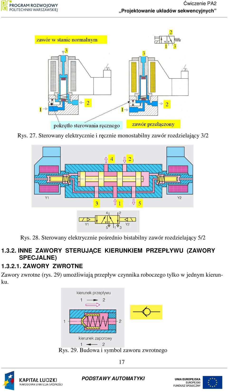 1.3.2. INNE ZAWORY STERUJĄCE KIERUNKIEM PRZEPŁYWU (ZAWORY SPECJALNE) 1.3.2.1. ZAWORY ZWROTNE Zawory zwrotne (rys.