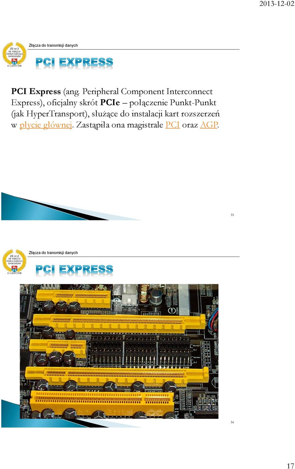 skrót PCIe połączenie Punkt-Punkt (jak HyperTransport),