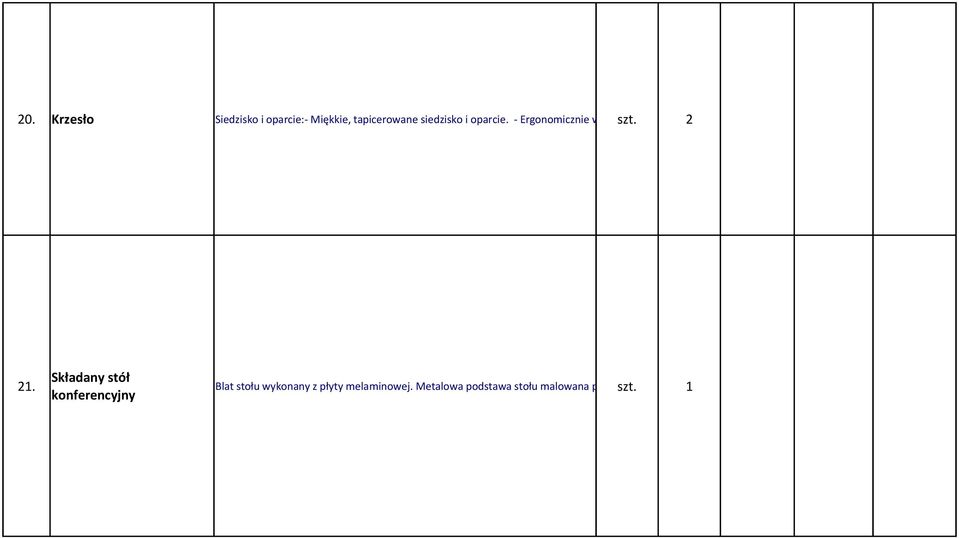 podłokietniki:- P Składany stół 21. Blat stołu wykonany z płyty melaminowej.