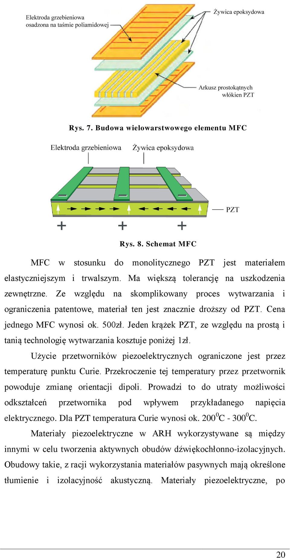 Jeden krążek PZT, ze względu na prostą i tanią technologię wytwarzania kosztuje poniżej 1zł. Użycie przetworników piezoelektrycznych ograniczone jest przez temperaturę punktu Curie.