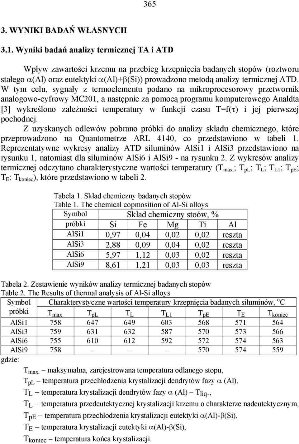 W tym celu, sygnały z termoelementu podano na mikroprocesorowy przetwornik analogowo-cyfrowy MC201, a następnie za pomocą programu komputerowego Analdta [3] wykreślono zależności temperatury w