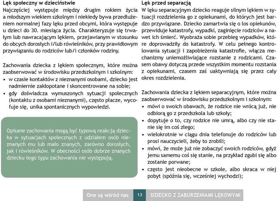 Zachowania dziecka z lękiem społecznym, które można zaobserwować w środowisku przedszkolnym i szkolnym: w czasie kontaktów z nieznanymi osobami, dziecko jest nadmiernie zakłopotane i skoncentrowane