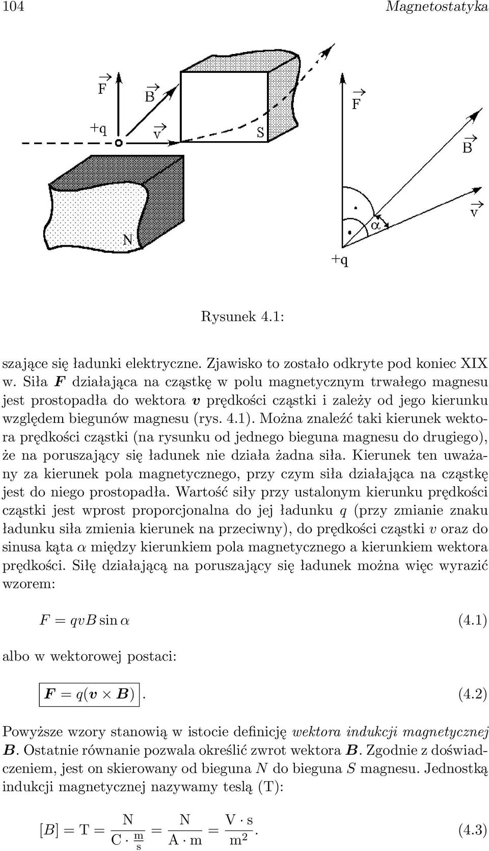 Można znaleźć taki kierunek wektora prędkości cząstki (na rysunku od jednego bieguna magnesu do drugiego), że na poruszający się ładunek nie działa żadna siła.