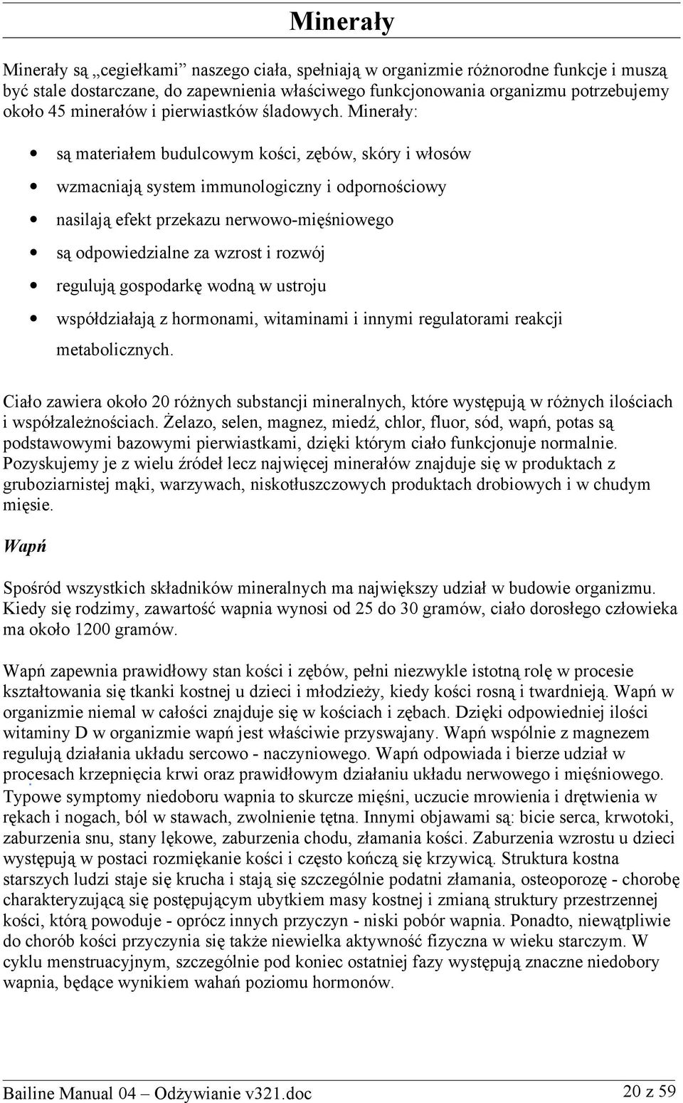 Bailine Manual 04: Odżywianie - PDF Darmowe pobieranie