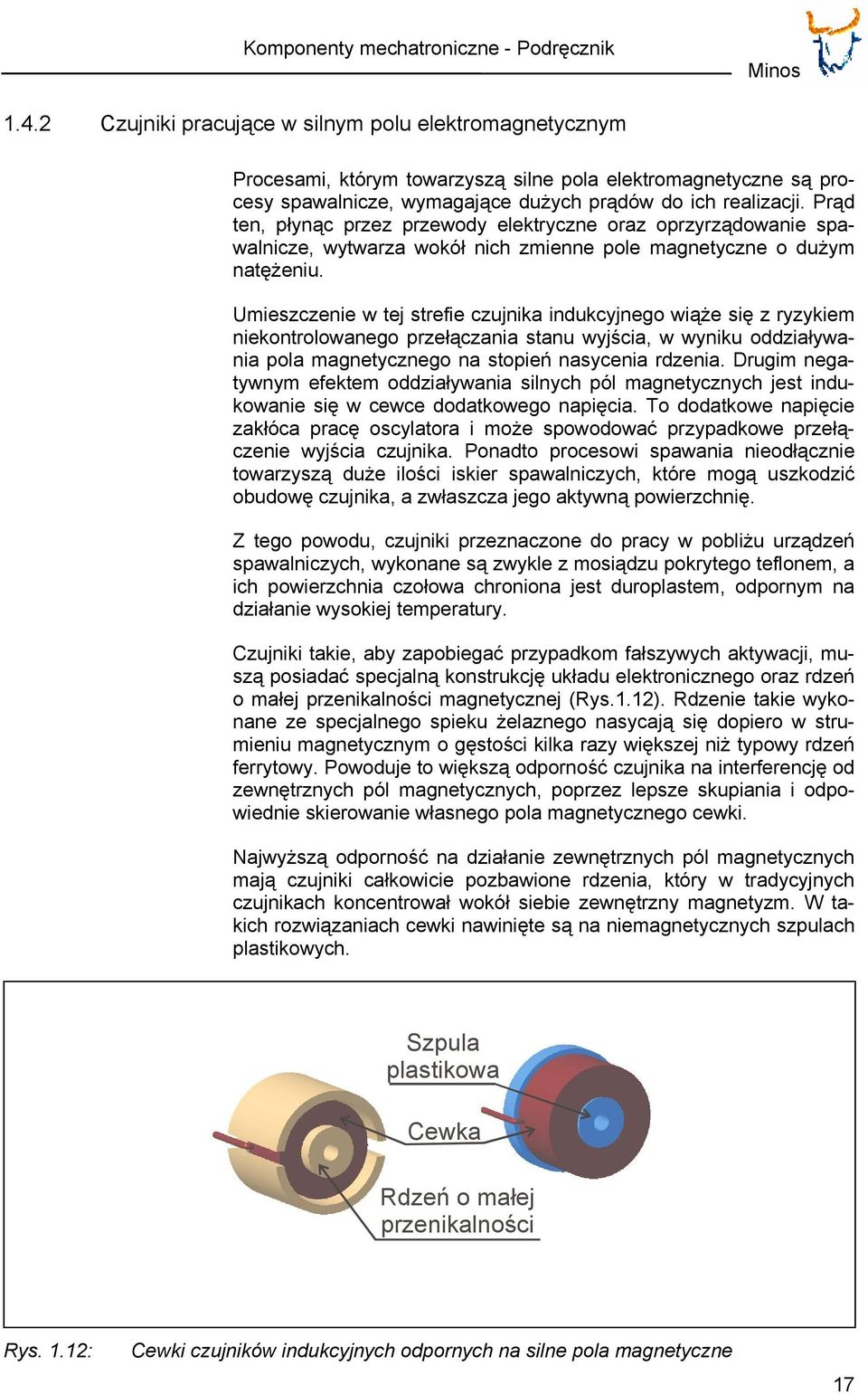 Umieszczenie w tej strefie czujnika indukcyjnego wiąże się z ryzykiem niekontrolowanego przełączania stanu wyjścia, w wyniku oddziaływania pola magnetycznego na stopień nasycenia rdzenia.