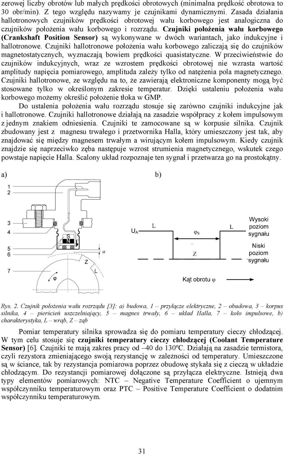 Czujniki położenia wału korbowego (Crankshaft Position Sensor) są wykonywane w dwóch wariantach, jako indukcyjne i hallotronowe.