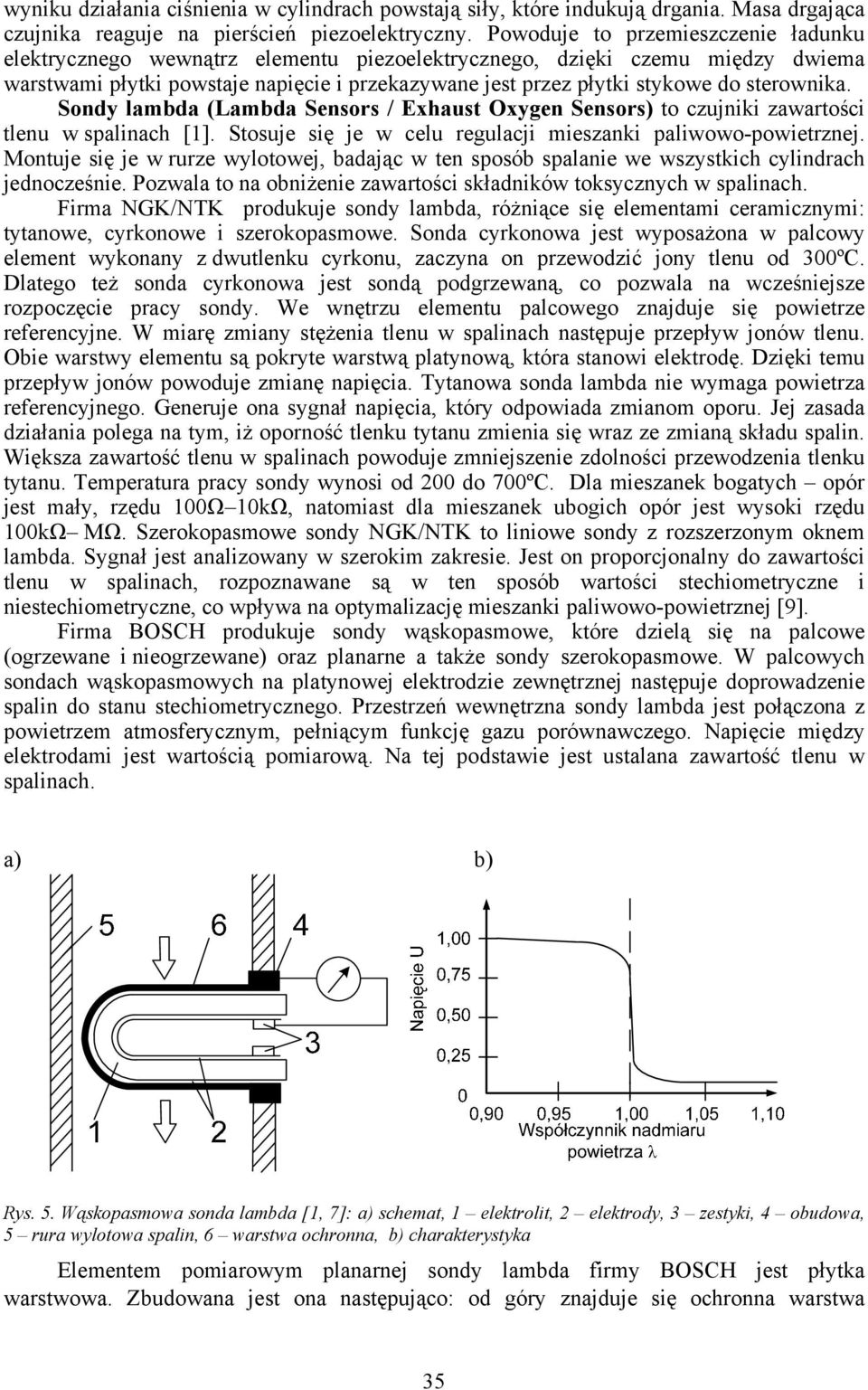 sterownika. Sondy lambda (Lambda Sensors / Exhaust Oxygen Sensors) to czujniki zawartości tlenu w spalinach [1]. Stosuje się je w celu regulacji mieszanki paliwowo-powietrznej.