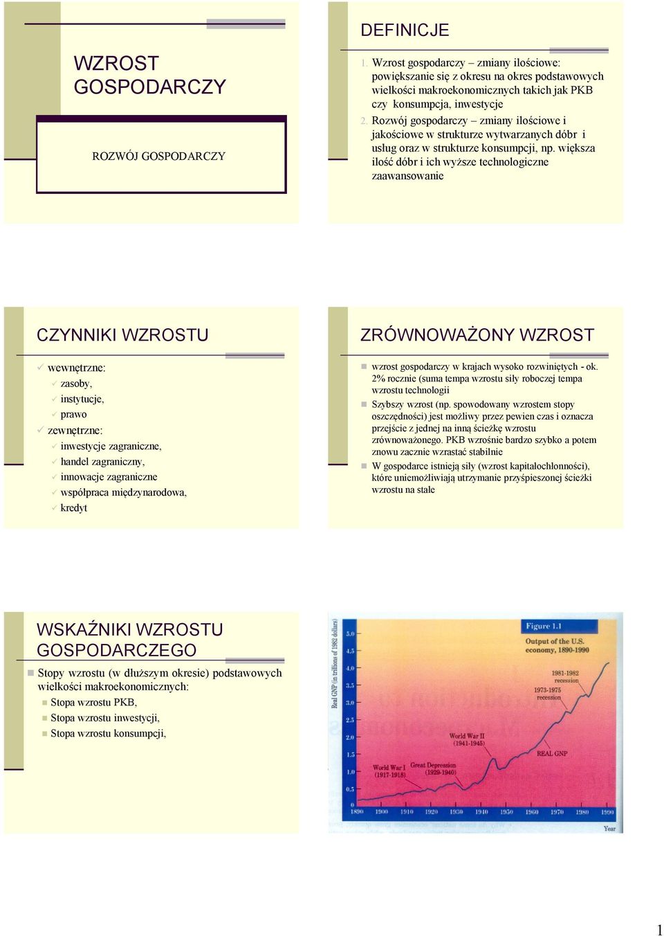 Rozwój gospodarczy zmiany ilościowe i jakościowe w strukturze wytwarzanych dóbr i usług oraz w strukturze konsumpcji, np.