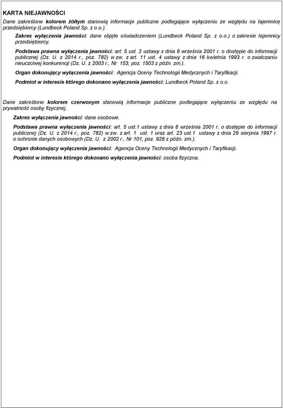 2 ustawy z dnia 6 września 2001 r. o dostępie do informacji publicznej (Dz. U. z 2014 r., poz. 782) w zw. z art. 11 ust. 4 ustawy z dnia 16 kwietnia 1993 r. o zwalczaniu nieuczciwej konkurencji (Dz.