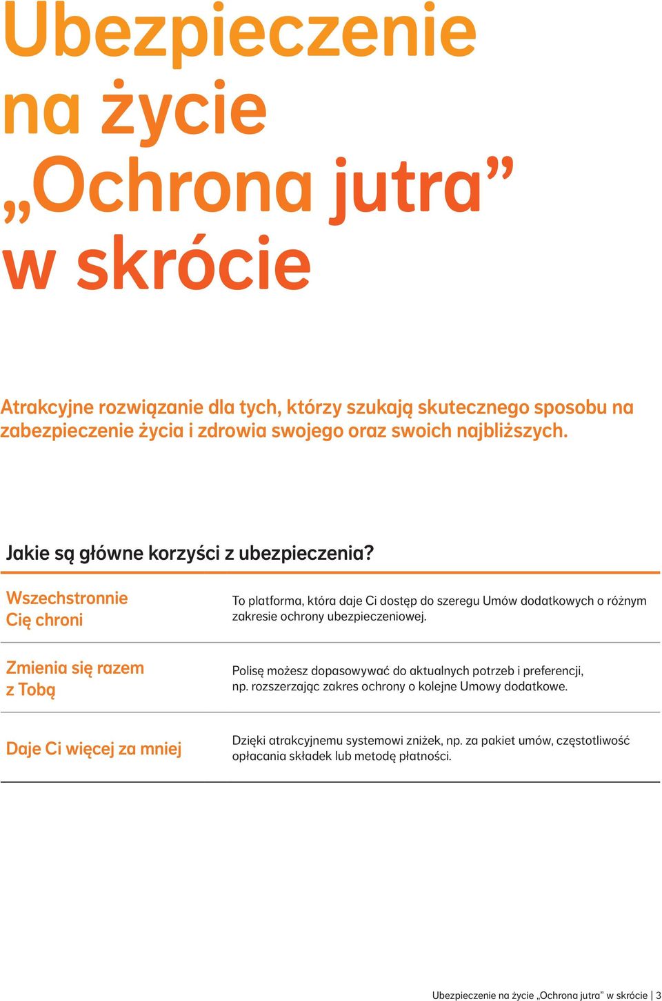 Wszechstronnie Cię chroni Zmienia się razem z Tobą To platforma, która daje Ci dostęp do szeregu Umów dodatkowych o różnym zakresie ochrony ubezpieczeniowej.