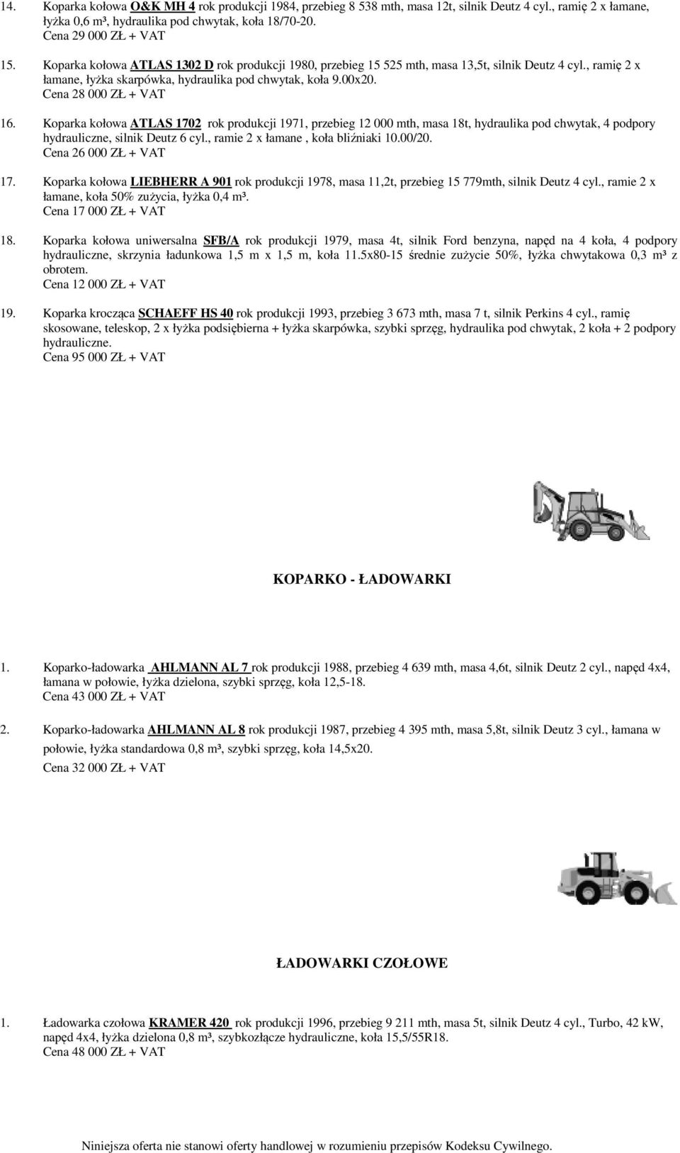 Koparka kołowa ATLAS 1702 rok produkcji 1971, przebieg 12 000 mth, masa 18t, hydraulika pod chwytak, 4 podpory hydrauliczne, silnik Deutz 6 cyl., ramie 2 x łamane, koła bliźniaki 10.00/20.