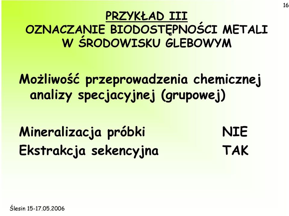 przeprowadzenia chemicznej analizy specjacyjnej