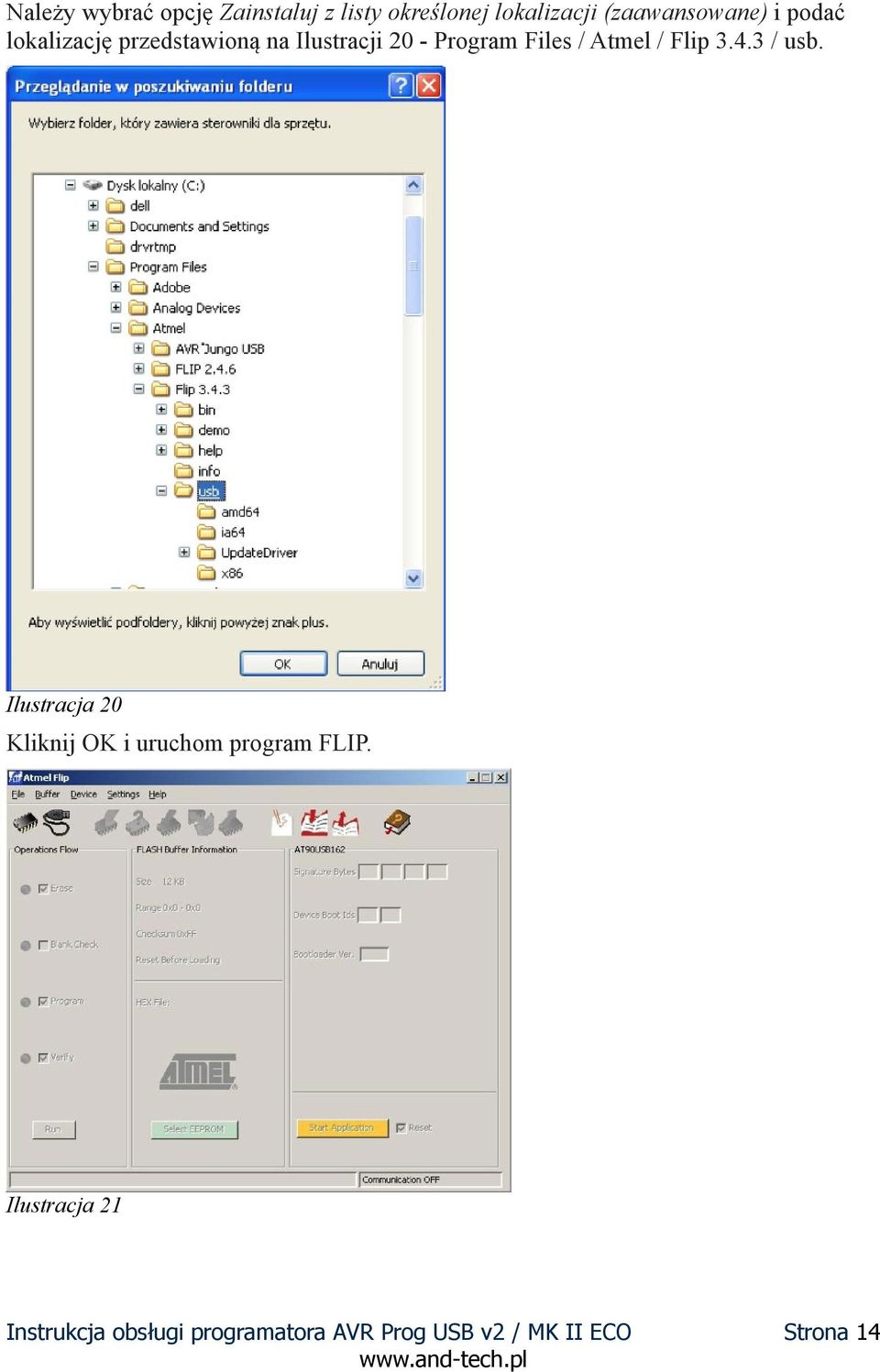 na Ilustracji 20 - Program Files / Atmel / Flip 3.4.3 / usb.