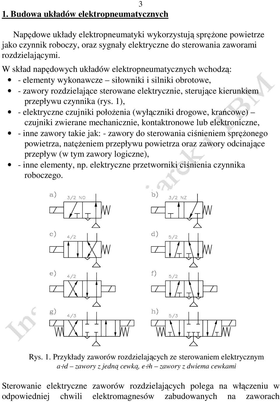 (rys. 1), - elektryczne czujniki położenia (wyłączniki drogowe, krańcowe) czujniki zwierane mechanicznie, kontaktronowe lub elektroniczne, - inne zawory takie jak: - zawory do sterowania ciśnieniem