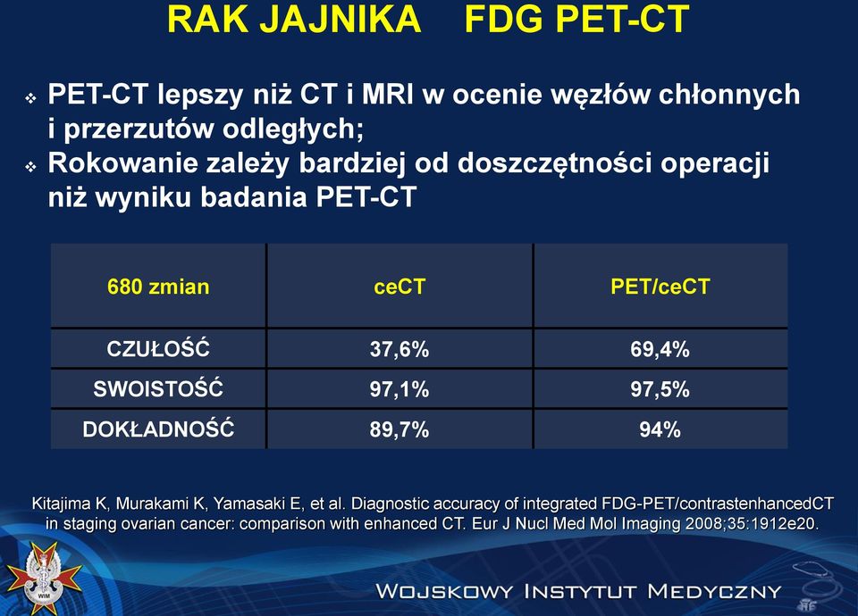 97,1% 97,5% DOKŁADNOŚĆ 89,7% 94% Kitajima K, Murakami K, Yamasaki E, et al.