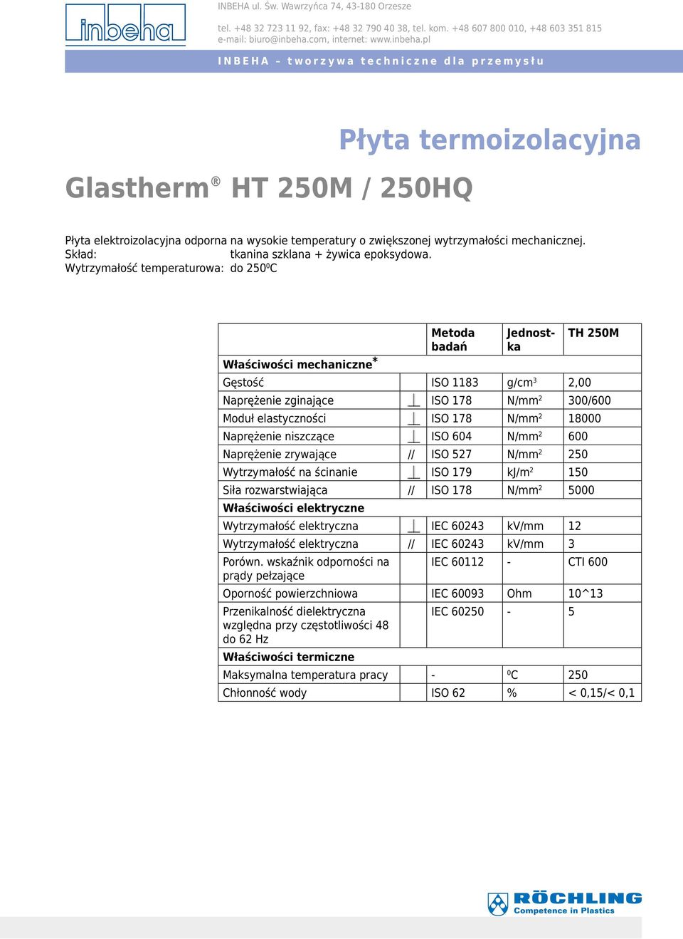 ISO 604 N/mm 2 600 Naprężenie zrywające // ISO 527 N/mm 2 250 Wytrzymałość na ścinanie ISO 179 kj/m 2 150 Siła rozwarstwiająca // ISO 178 N/mm 2 5000 Właściwości elektryczne Wytrzymałość elektryczna