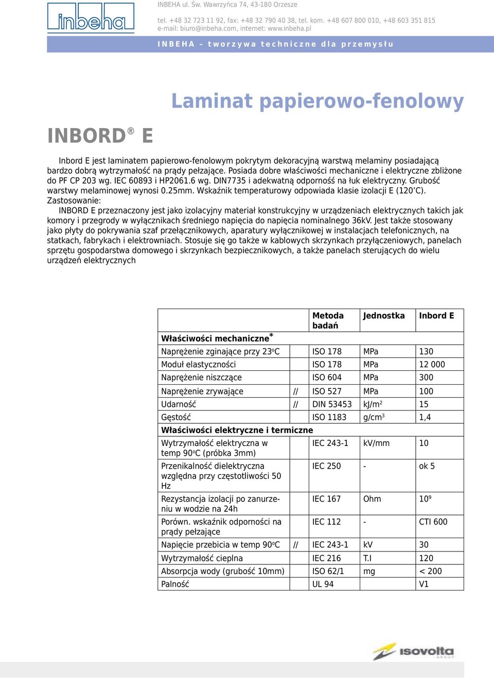 Wskaźnik temperaturowy odpowiada klasie izolacji E (120 C).