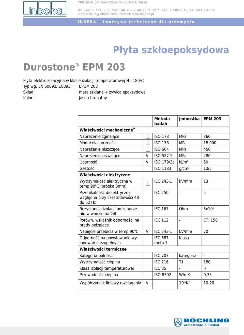 000 Naprężenie niszczące ISO 604 MPa 450 Naprężenie zrywające // ISO 527-2 MPa 280 Udarność // ISO 179/3c kj/m 2 50 Gęstość ISO 1183 g/cm 3 1,85 Właściwości elektryczne Wytrzymałość elektryczna w IEC