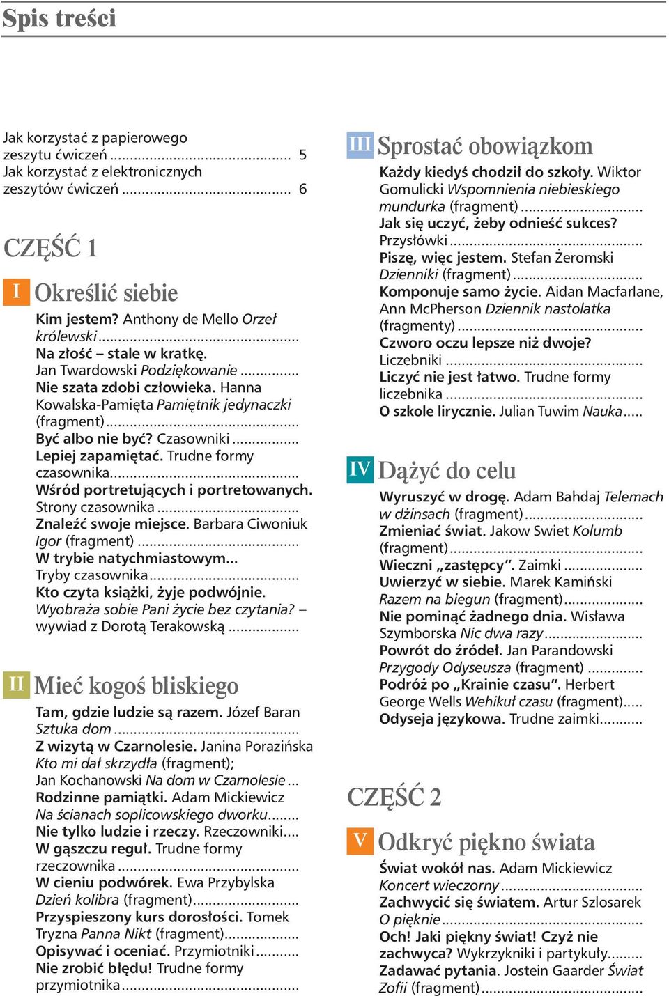 Trudne formy czasownika... Wśród portretujących i portretowanych. Strony czasownika... Znaleźć swoje miejsce. Barbara Ciwoniuk Igor (fragment)... W trybie natychmiastowym... Tryby czasownika.