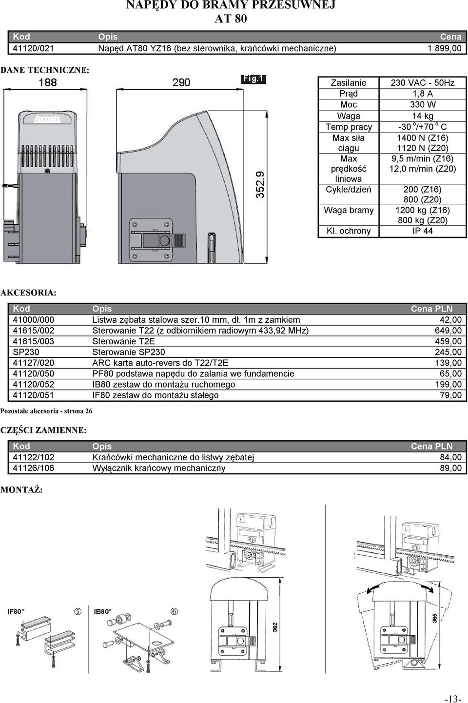 ochrony IP 44 41000/000 Listwa zębata stalowa szer.10 mm, dł.