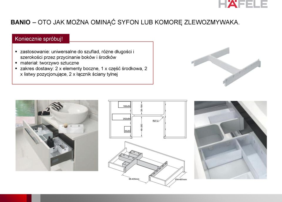 przycinanie boków i środków materiał: tworzywo sztuczne zakres dostawy: 2 x