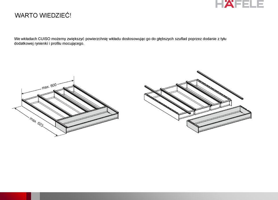 powierzchnię wkładu dostosowując go do