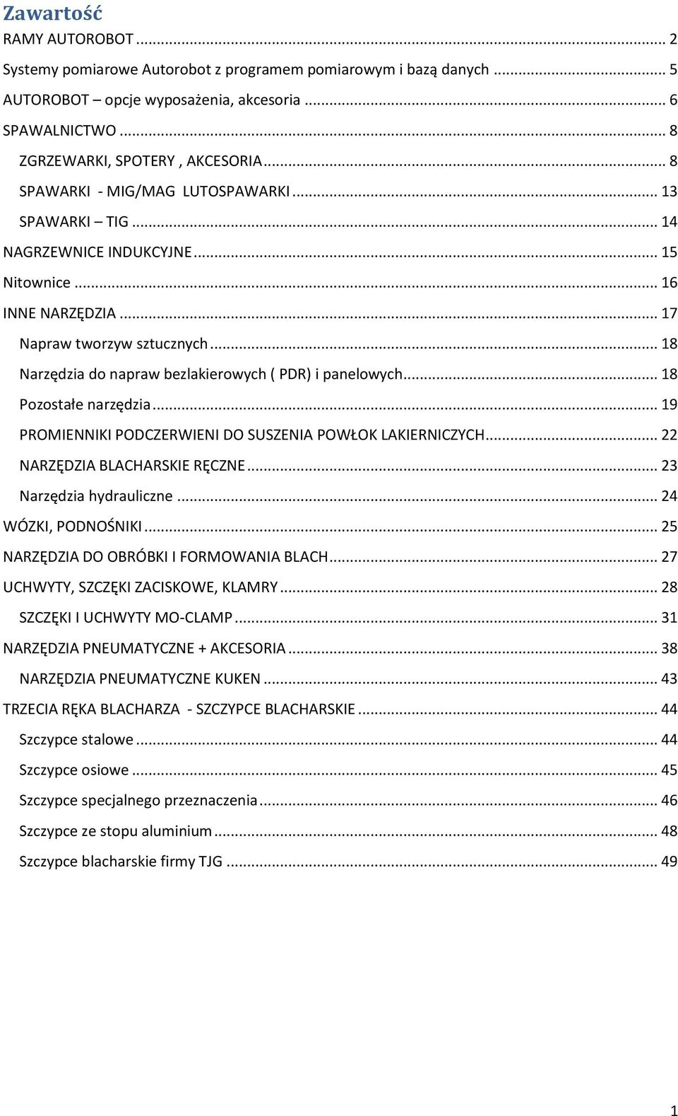 .. 18 Narzędzia do napraw bezlakierowych ( PDR) i panelowych... 18 Pozostałe narzędzia... 19 PROMIENNIKI PODCZERWIENI DO SUSZENIA POWŁOK LAKIERNICZYCH... 22 NARZĘDZIA BLACHARSKIE RĘCZNE.