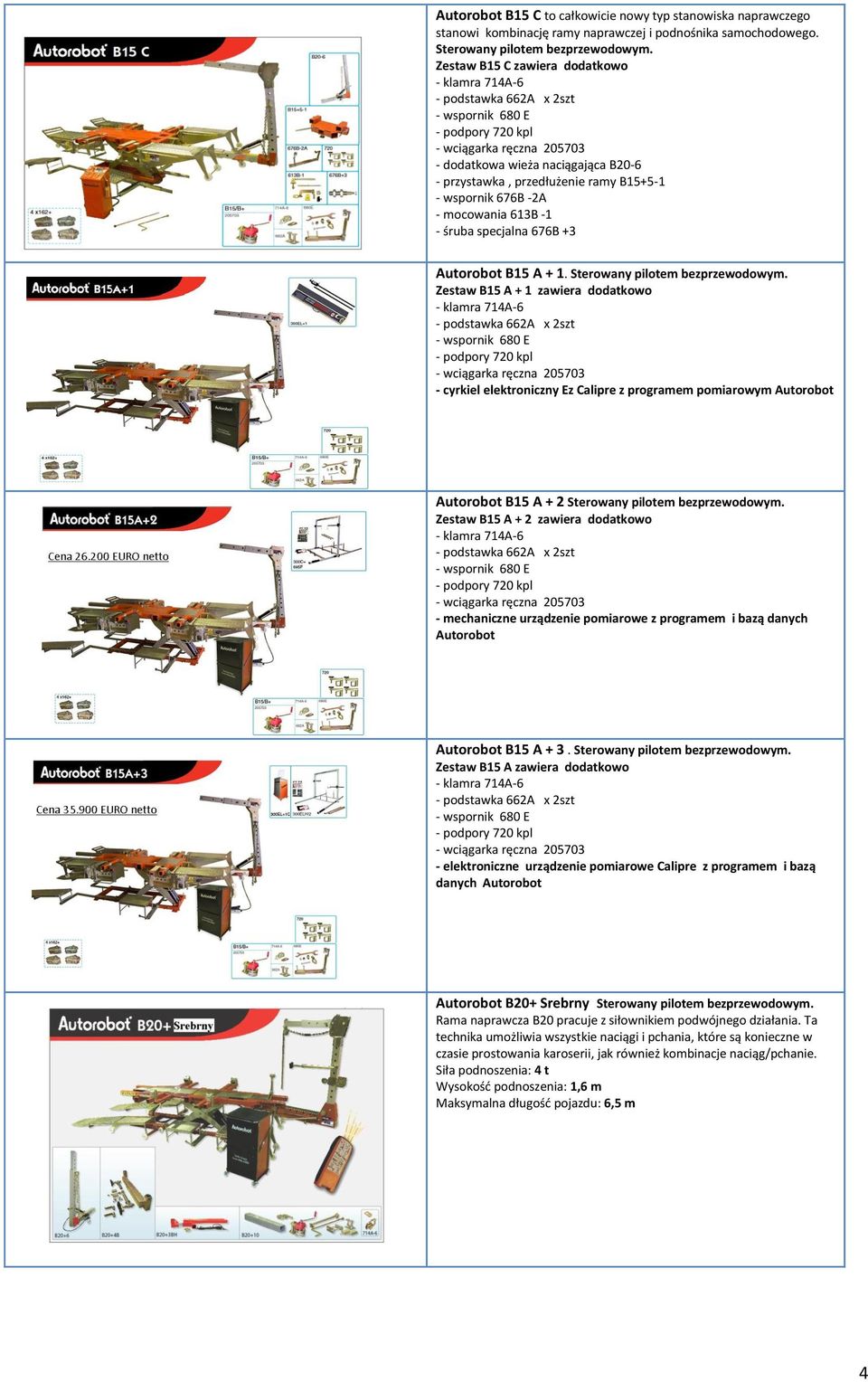 B15+5-1 - wspornik 676B -2A - mocowania 613B -1 - śruba specjalna 676B +3 Autorobot B15 A + 1. Sterowany pilotem bezprzewodowym.