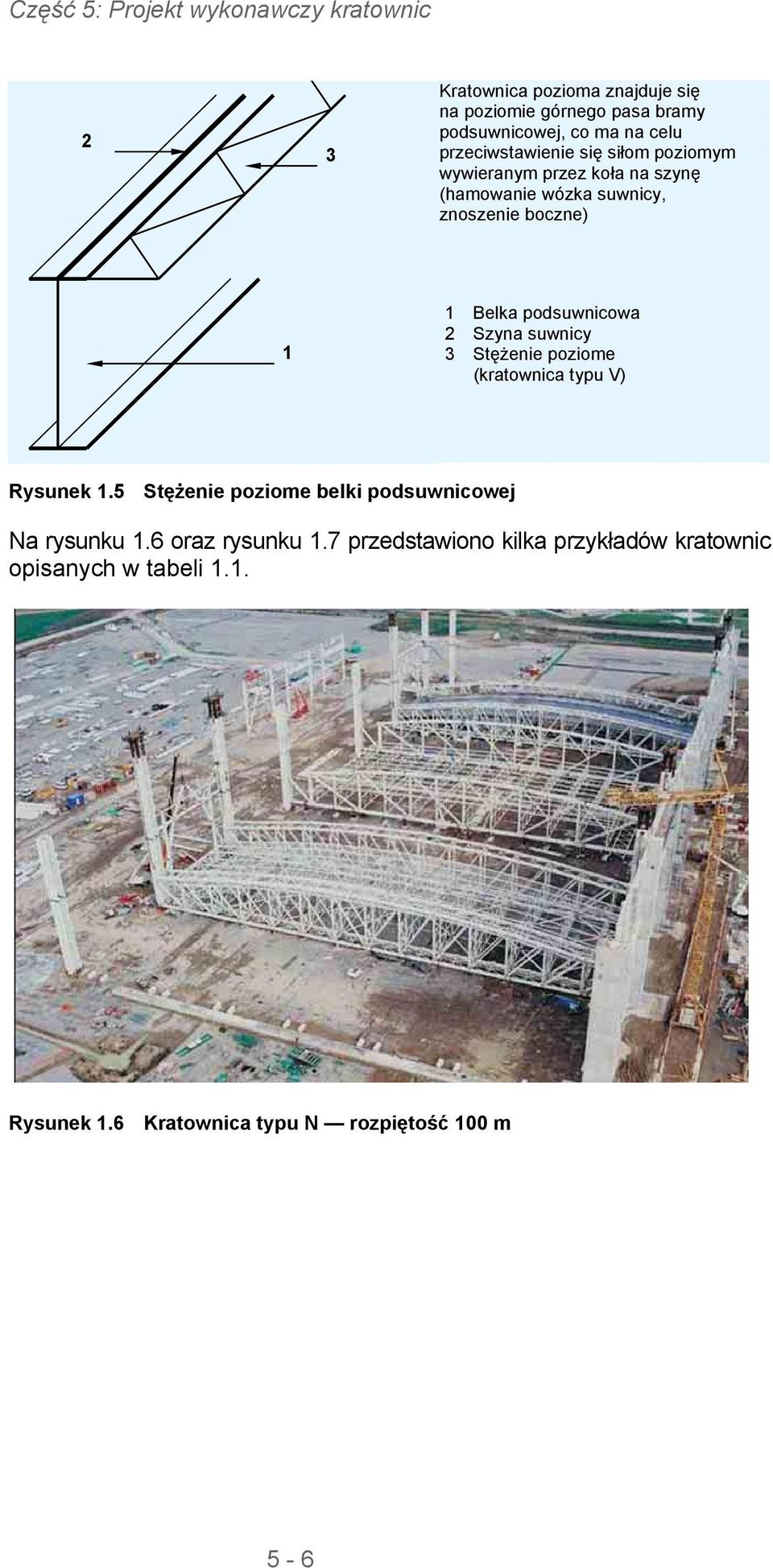 podsuwnicowa Szyna suwnicy 3 Stężenie poziome (kratownica typu V) Rysunek 1.5 Stężenie poziome belki podsuwnicowej Na rysunku 1.