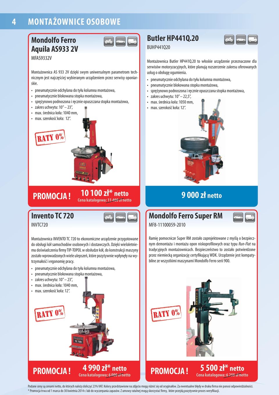 średnica koła: 1040 mm, max. szerokość koła: 12. Butler HP441Q.20 BUHP441Q20 Montażownica Butler HP441Q.