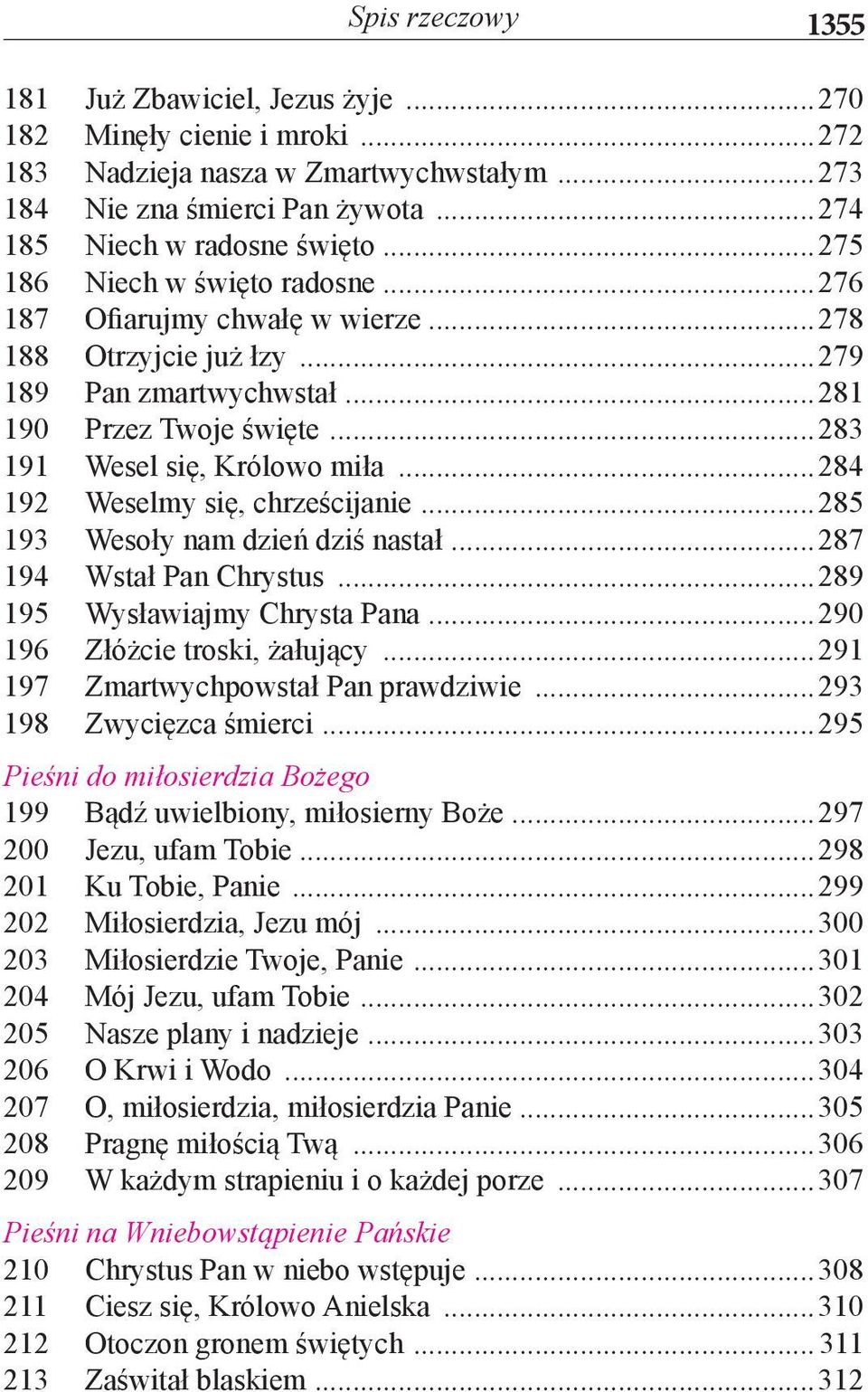 ..284 192 Weselmy się, chrześcijanie...285 193 Wesoły nam dzień dziś nastał...287 194 Wstał Pan Chrystus...289 195 Wysławiajmy Chrysta Pana...290 196 Złóżcie troski, żałujący.