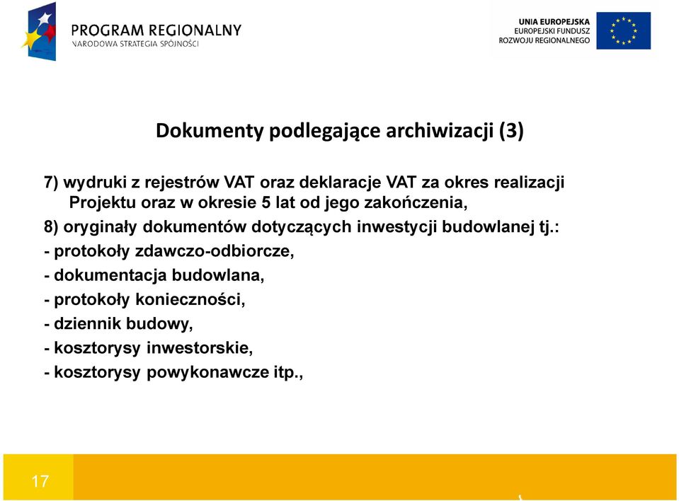 dotyczących inwestycji budowlanej tj.