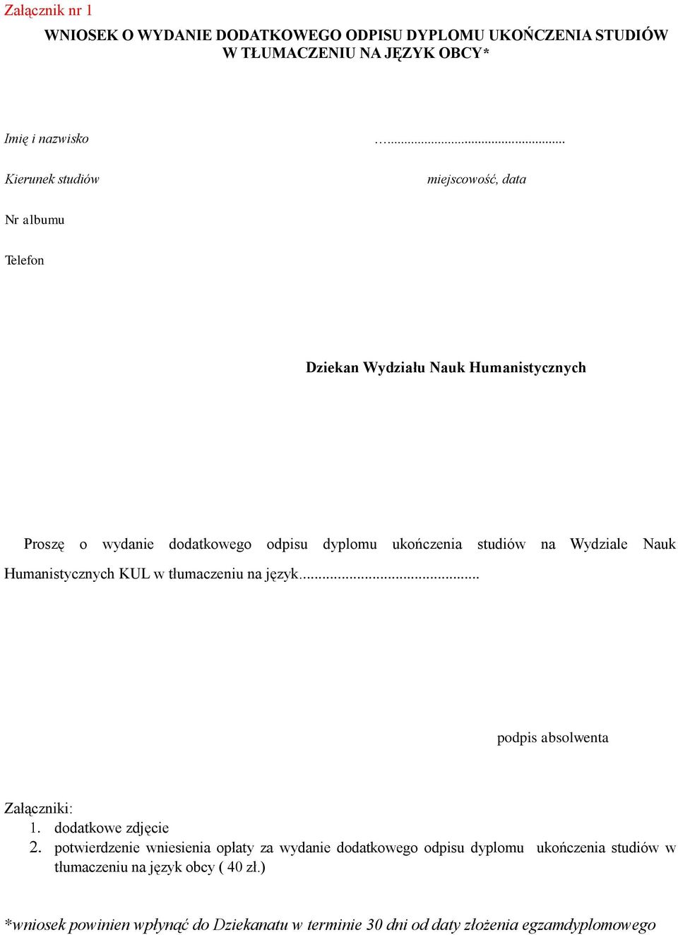 Nauk Humanistycznych KUL w tłumaczeniu na język.