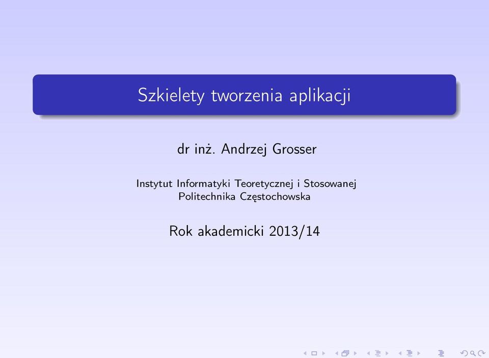 Teoretycznej i Stosowanej