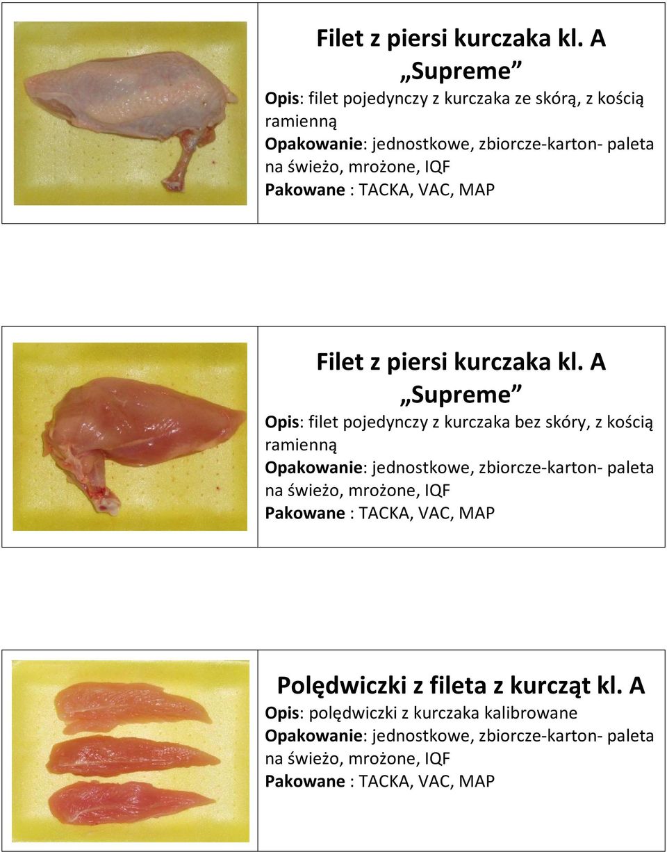 ramienną  A Supreme Opis: filet pojedynczy z kurczaka bez skóry, z