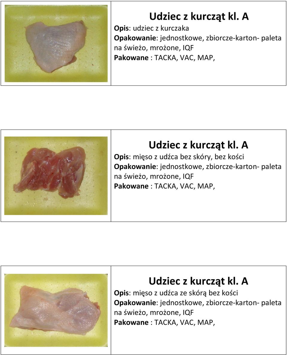 udźca bez skóry, bez kości,  A Opis: mięso