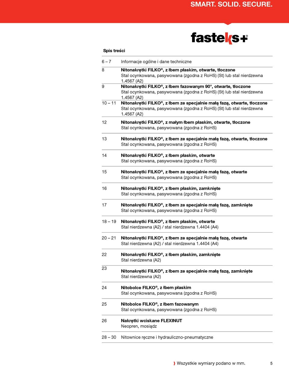 4567 (A2) 10 11 Nitonakrętki FIO, z łbem ze specjalnie małą fazą, otwarte, tłoczone tal ocynkowana, pasywowana (zgodna z RoH) (t) lub stal nierdzewna 1.