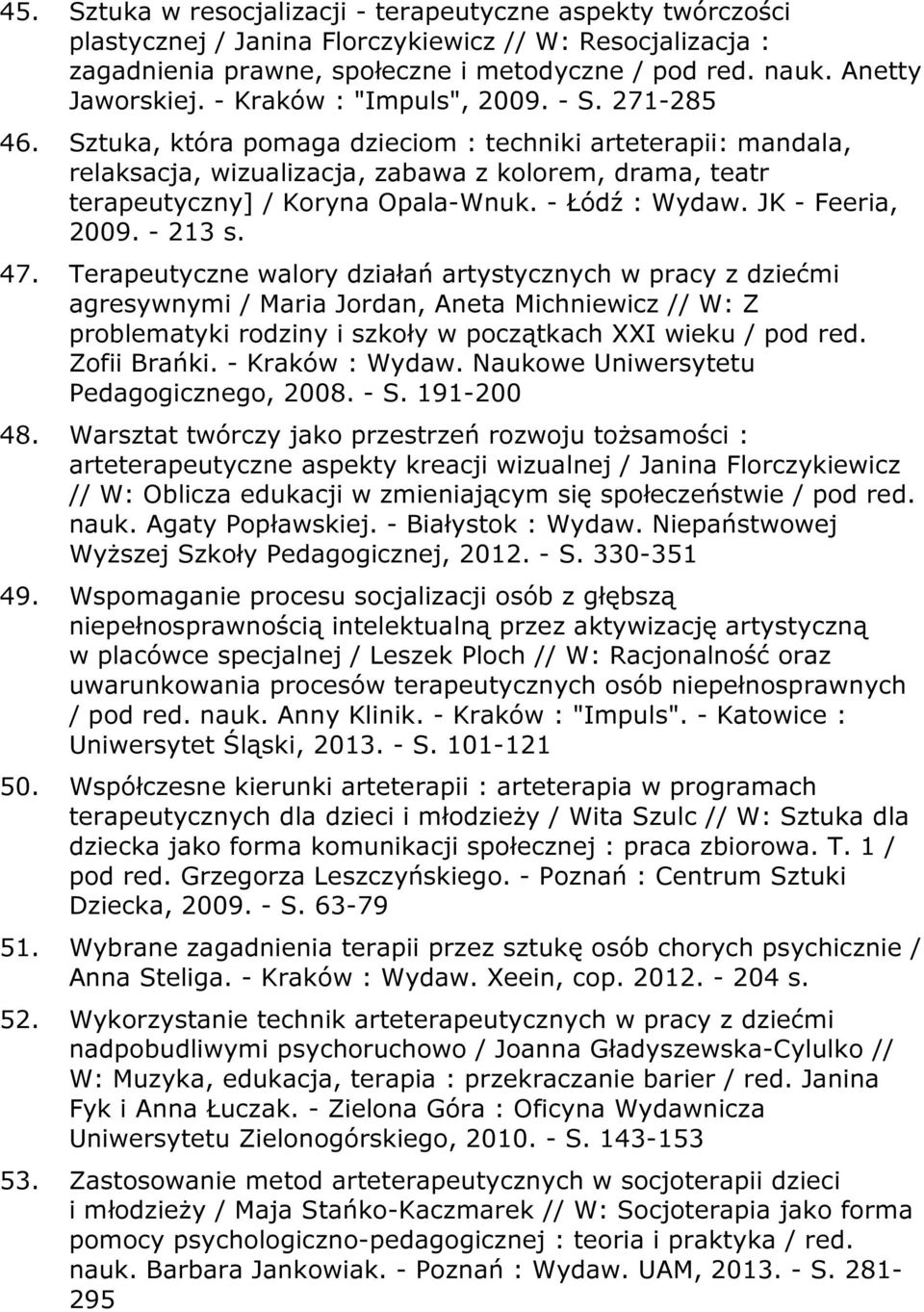 - Łódź : Wydaw. JK - Feeria, 2009. - 213 s. 47.
