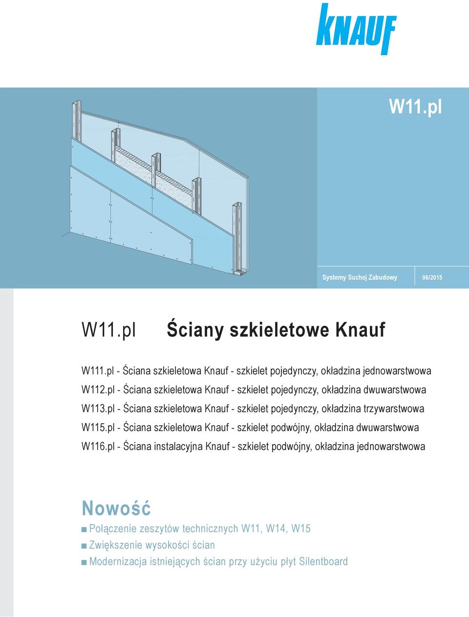 pl Ściana szkieletowa Knauf szkielet pojedynczy, okładzina dwuwarstwowa W113.