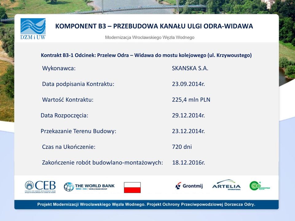 Rozpoczęcia: Przekazanie Terenu Budowy: Czas na Ukooczenie: Zakooczenie robót