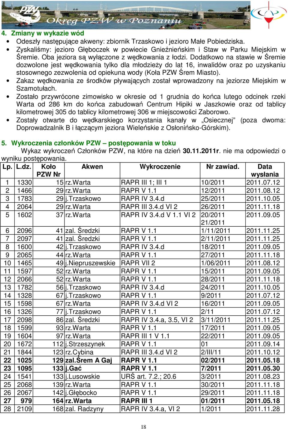 Dodatkowo na stawie w Śremie dozwolone jest wędkowania tylko dla młodzieŝy do lat 16, inwalidów oraz po uzyskaniu stosownego zezwolenia od opiekuna wody (Koła PZW Śrem Miasto).