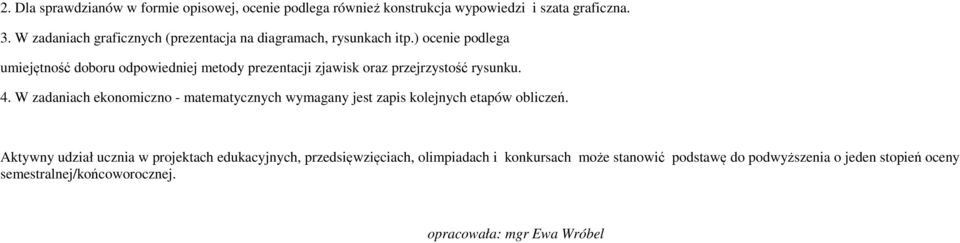 ) ocenie podlega umiejętność doboru odpowiedniej metody prezentacji zjawisk oraz przejrzystość rysunku. 4.